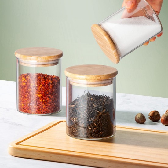 12PCs 300ml Airtight Glass Preserving Jar Food Tea Coffee Bean Storage Container